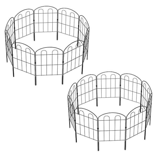 Oumilen 24 in. H x 13 in. W Rustproof Metal Arched Double Gate Fence 20-Piece Set