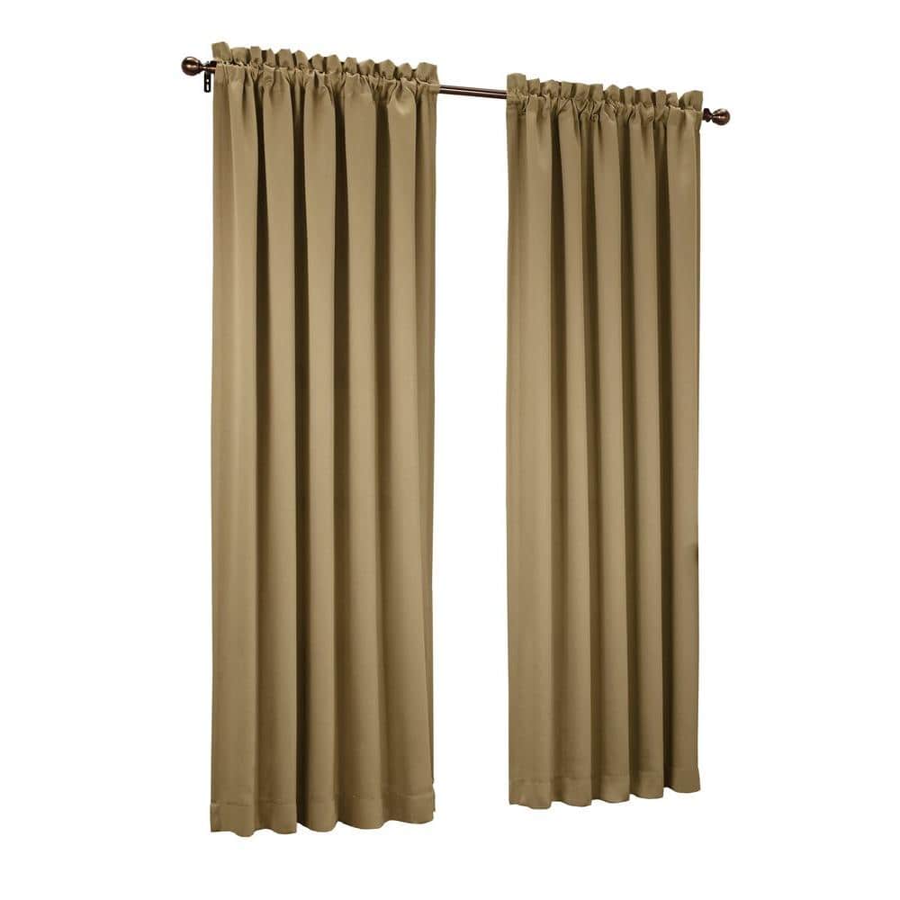 Taupe Room Darkening Rod Pocket Curtain Panel