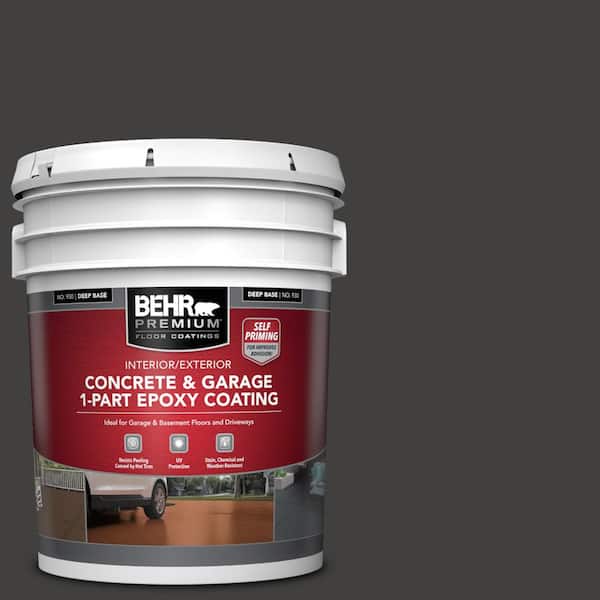 BEHR PREMIUM 5 gal. #N510-7 Blackout Self-Priming 1-Part Epoxy Satin Interior/Exterior Concrete and Garage Floor Paint