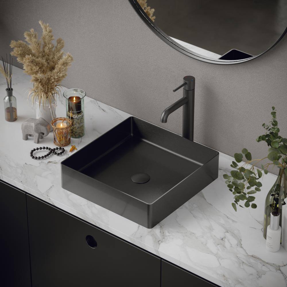Gunmetal Grey Stainless Steel Square Vessel Bathroom Sink