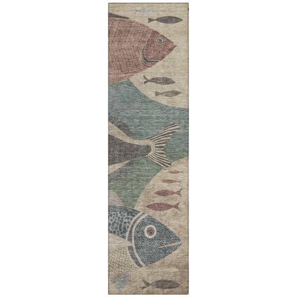 Chantille Machine Washable Indoor/Outdoor Abstract ACN2447 Basil 2 ft. x 7 ft. Runner Rug