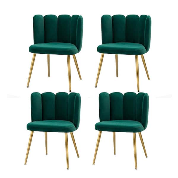 JAYDEN CREATION Bona Green Side Chair with Metal Legs (Set of 4)