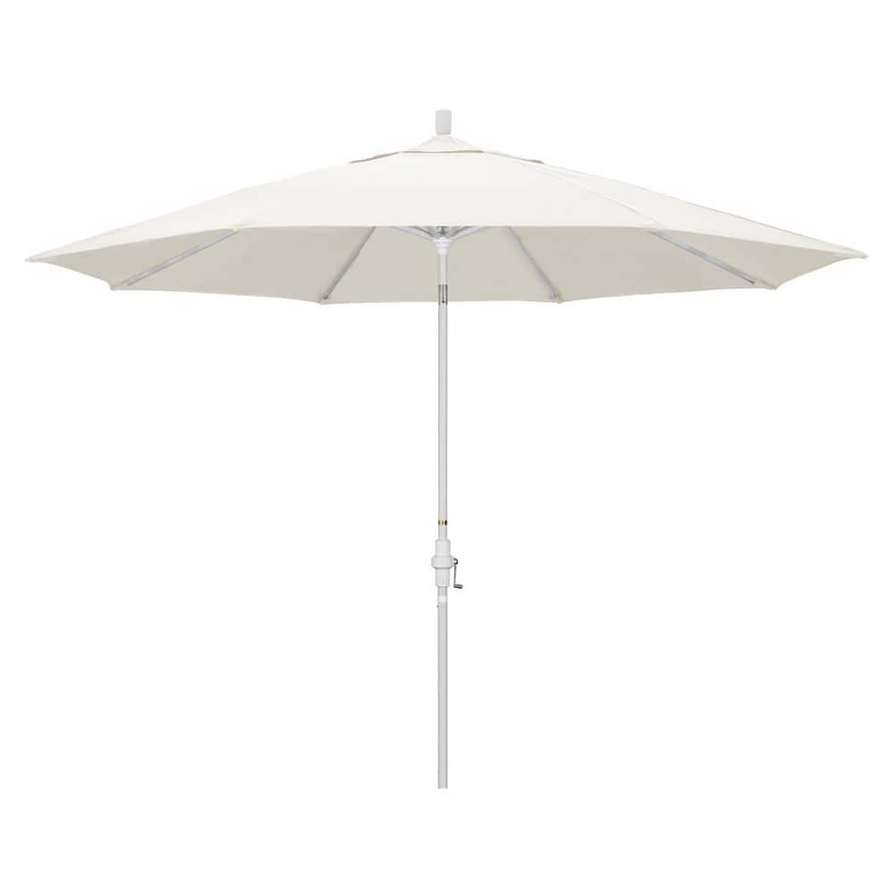 11 ft. Matted White Aluminum Market Patio Umbrella with Aluminum Ribs Collar Tilt Crank Lift in Canvas Pacifica price history on PriceWatchPro