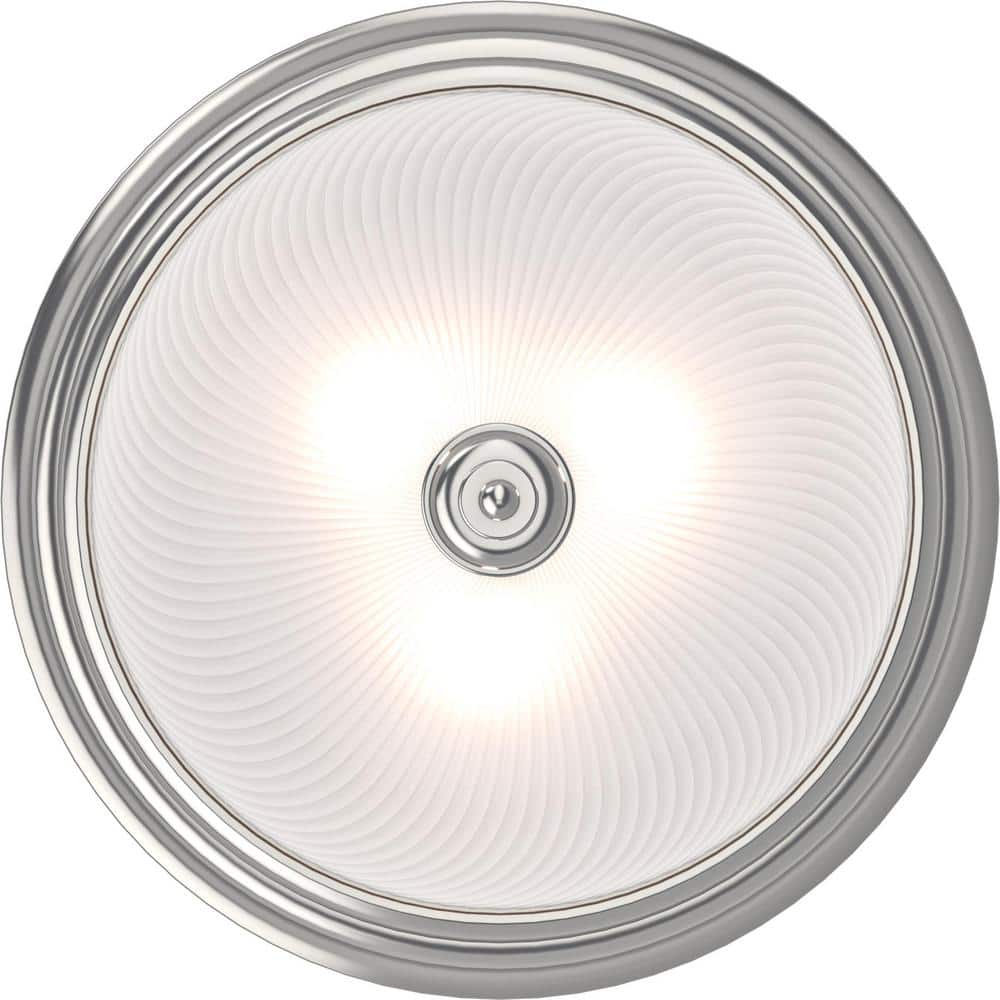 Brushed Nickel 3-Light Glass Flush Mount Ceiling Fixture