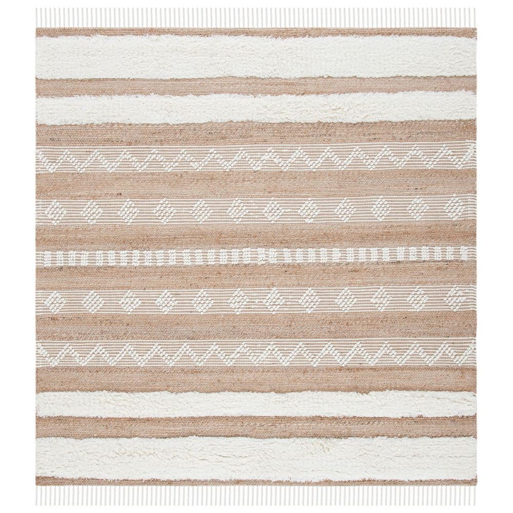 Natura 6 ft. x 6 ft. Natural/Ivory Diamond Striped Square Area Rug price history on PriceWatchPro