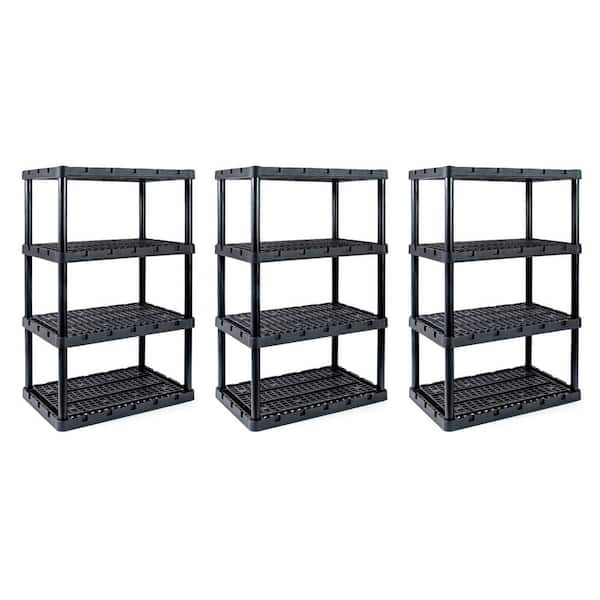 XL 4 Shelf Knect A Shelf Ventilated Storage, Black, 3 Pack