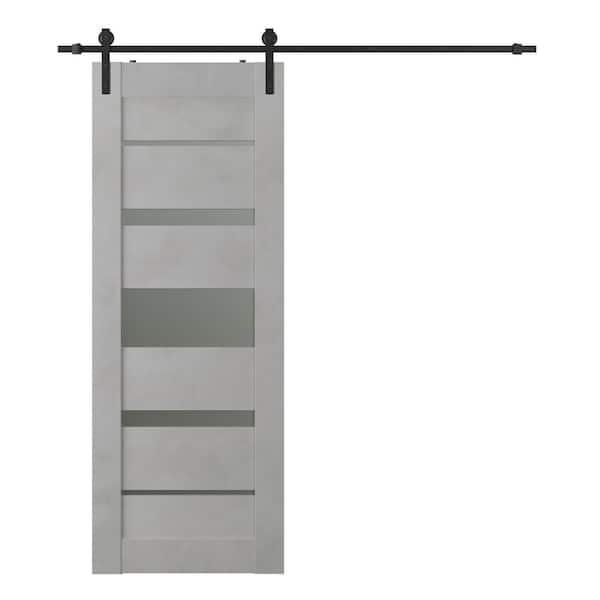 Belldinni Vona 07-03 24 in. x 80 in. 5-Lite Frosted Glass Light Urban Composite Core Wood Sliding Barn Door with Hardware Kit