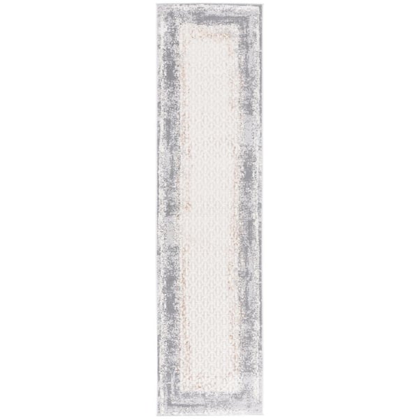 SAFAVIEH Alenia Ivory/Gray 2 ft. x 8 ft. Border Distressed Runner Rug