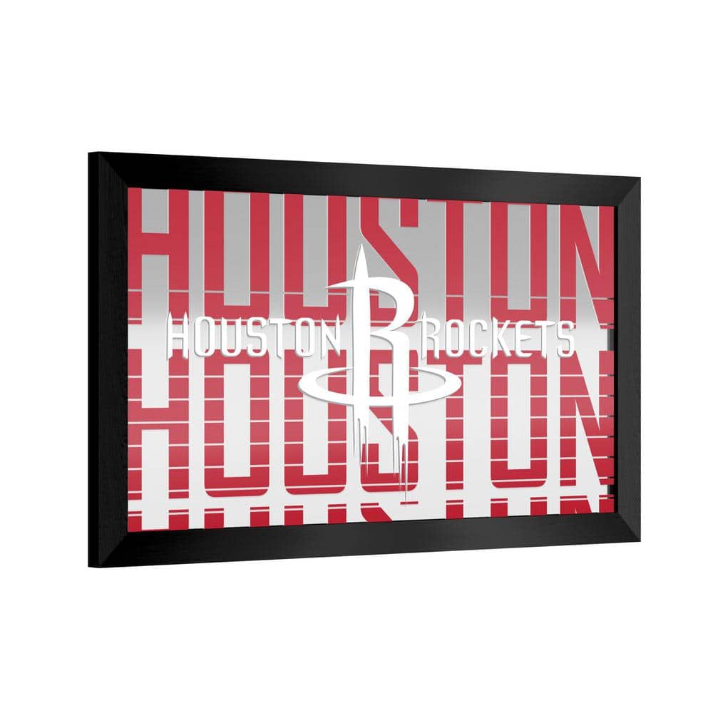 Houston Rockets City 26 in. W x 15 in. H Wood Black Framed Mirror
