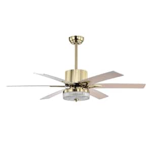 52 in. LED Light Indoor/Outdoor Reversible Motor Gold Smart Ceiling Fan with Remote Control