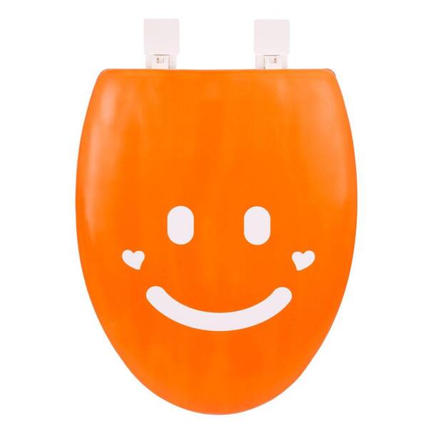 Happy Seat Smile Elongated Closed Front Toilet Seat in Orange and White