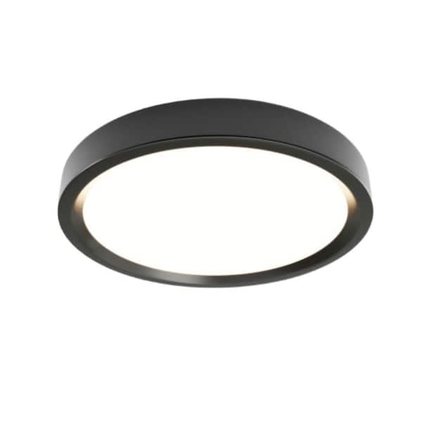 Black 7in Round Integrated LED Surface Light, Slim Flush Mount Ceiling Light, Low Glare, Edge-Lit Tech, 3000K, 950 Lumen
