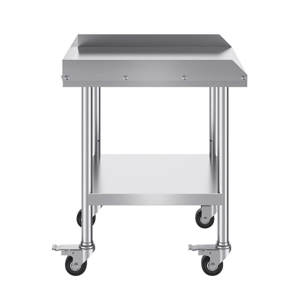 24 x 24 x 30 in. Stainless Steel Kitchen Prep Table, Heavy Duty Food with 4 Wheels, 3-Sided Backsplash for Hotel price history on PriceWatchPro