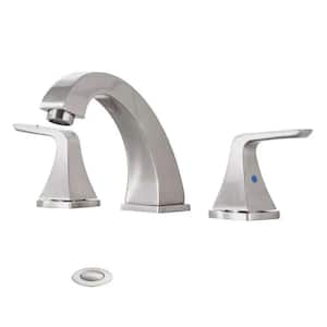 Stylish 8 in. Widespread 2-Handle Bathroom Faucet with Drain in Brushed Nickel