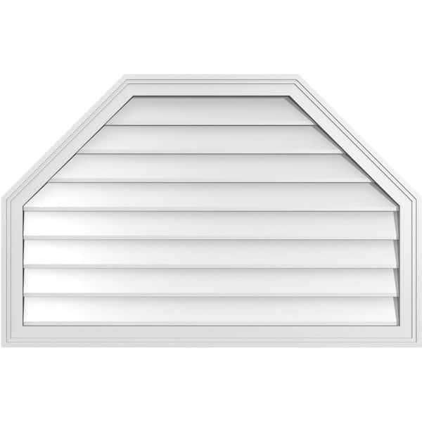 Ekena Millwork 40 in. x 26 in. Octagonal Top Surface Mount PVC Gable Vent: Decorative with Brickmould Frame