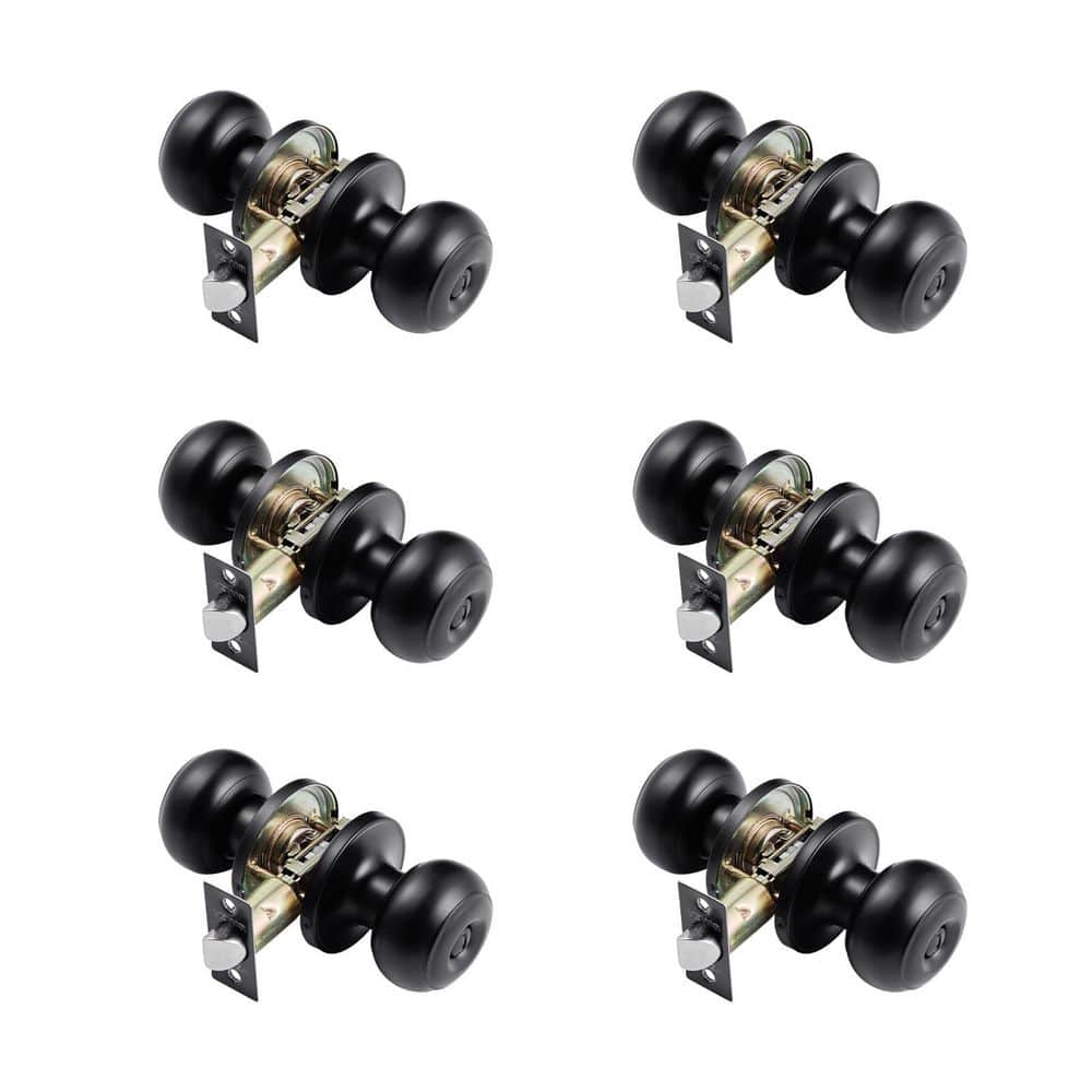 6 Pack Black Door Knobs, Privacy Door Knob with Round Ball, Keyless Exterior & Thumb Turn Lock Interior, for Bedroom price history on PriceWatchPro