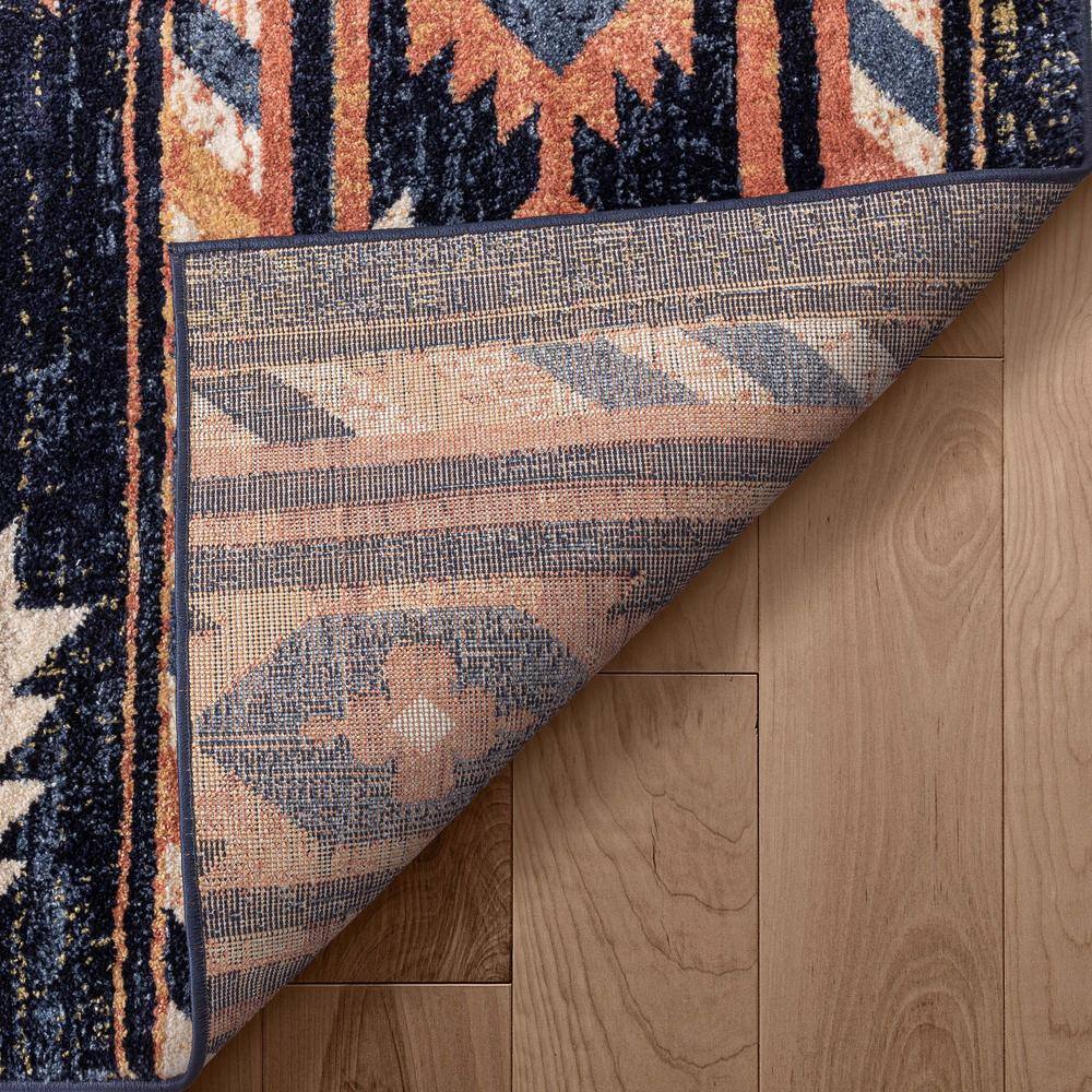 Blue Southwestern Tribal Synthetic 8' x 10' Reversible Area Rug
