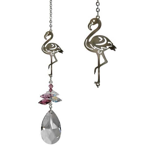 WOODSTOCK CHIMES Woodstock Rainbow Makers Collection, Crystal Fantasy, 4.5 in. Pink Flamingo Crystal Suncatcher