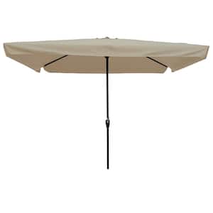 10 x 6.5 ft. Rectangular Patio Umbrella Outdoor Market Umbrellas with Crank and Push Button Tilt in Tan