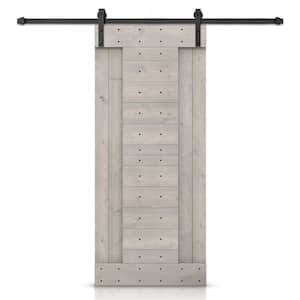 24 in. x 84 in. Silver Gray Stained DIY Knotty Pine Wood Interior Sliding Barn Door with Hardware Kit