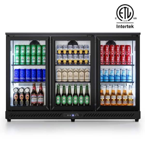 53 in. 11.45 cu. ft. 336-Can Commercial Refrigerator in Black with Auto Defrost, ETL Certified, 32° F to 50° F