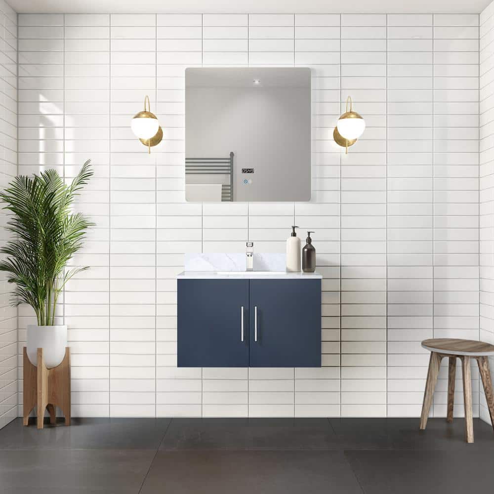 Geneva 30 in. W x 22 in. D Navy Blue Bath Vanity with Carrara Marble Top, and Faucet Set price history on PriceWatchPro