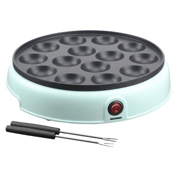 Mini Pancake Maker 14-Hole Electric Nonstick Poffertjes Pan Black for Breakfast Snacks Desserts Cooktop Use