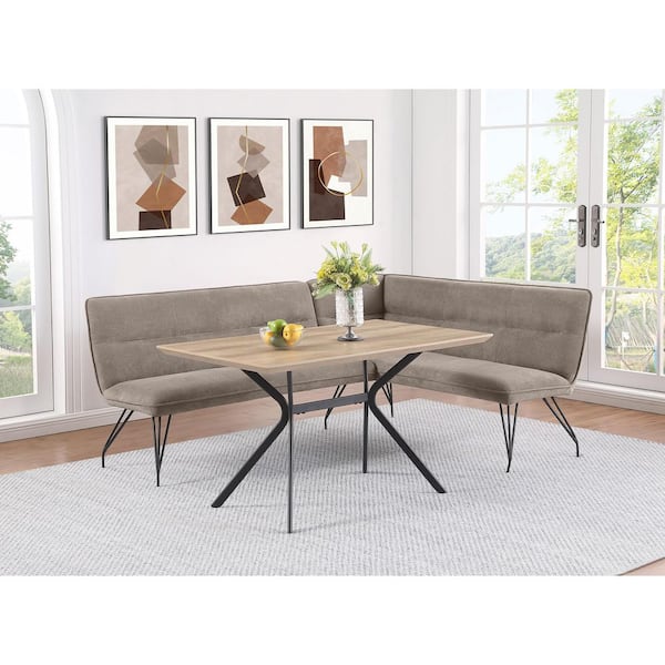 Coaster Dodson Taupe 83.5 in. Dining Bench with Fabric Upholstered L-Shaped