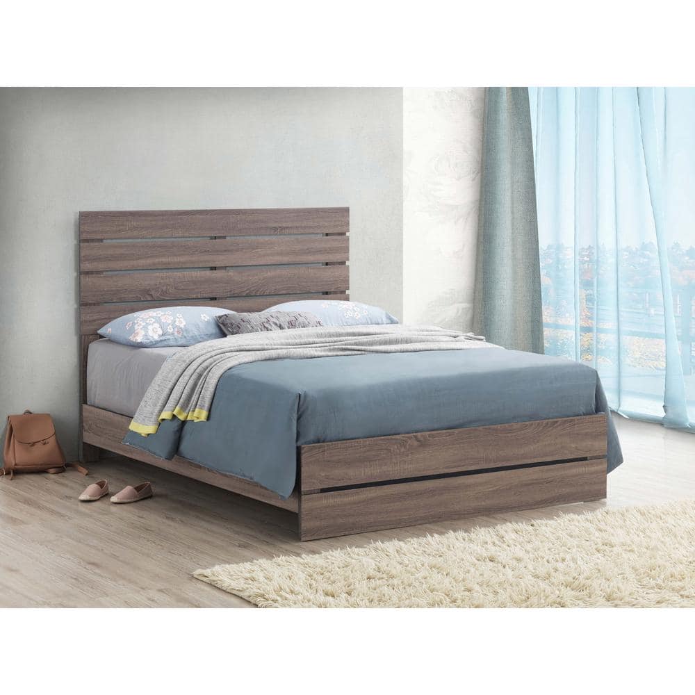 Barrel Oak Queen Panel Bed with Storage Drawers