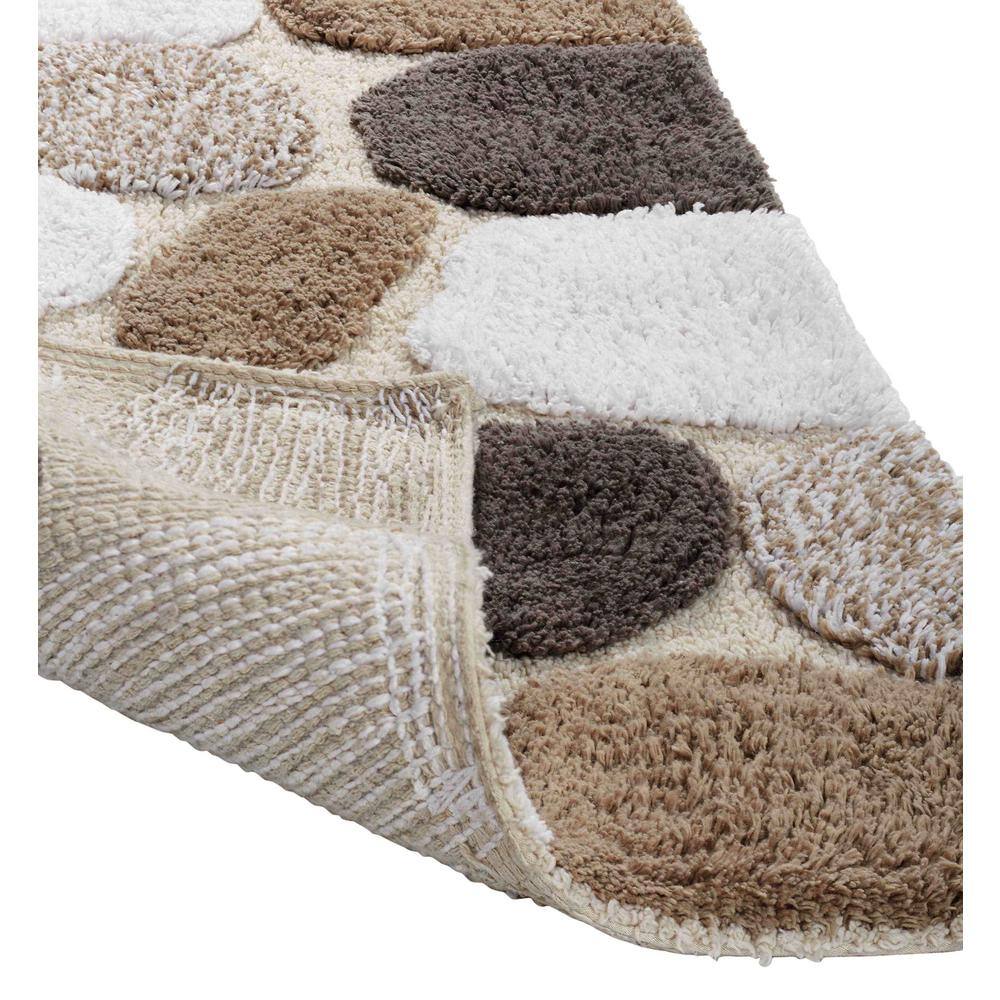 Pebble Pattern Beige and Brown Cotton Bath Rug Set