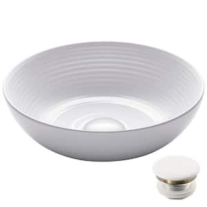 Viva 13 in. Round Porcelain Ceramic Vessel Sink with Pop-Up Drain in White