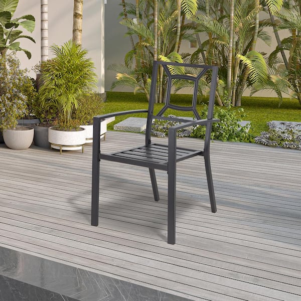 Mondawe Quadrilateral Patio Metal Bistro Outdoor Dining Chair in 