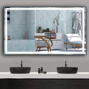 60 in. W x 48 in. H Rectangular Aluminum Framed Anti-Fog Dimmable LED Wall Mounted Bathroom Vanity Mirror in Matte Black