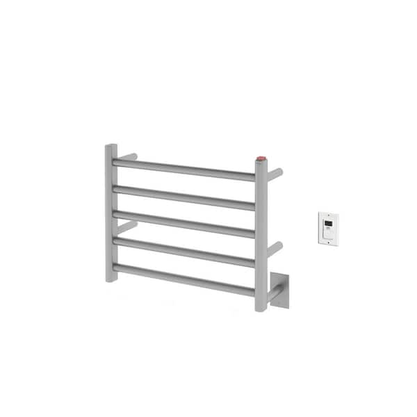 Ancona Prima Dual 5-Bar Hardwired and Plug-in Electric Towel Warmer in Brushed Stainless Steel with Timer