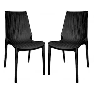 Kent Plastic Outdoor Dining Chair in Black (Set of 2)