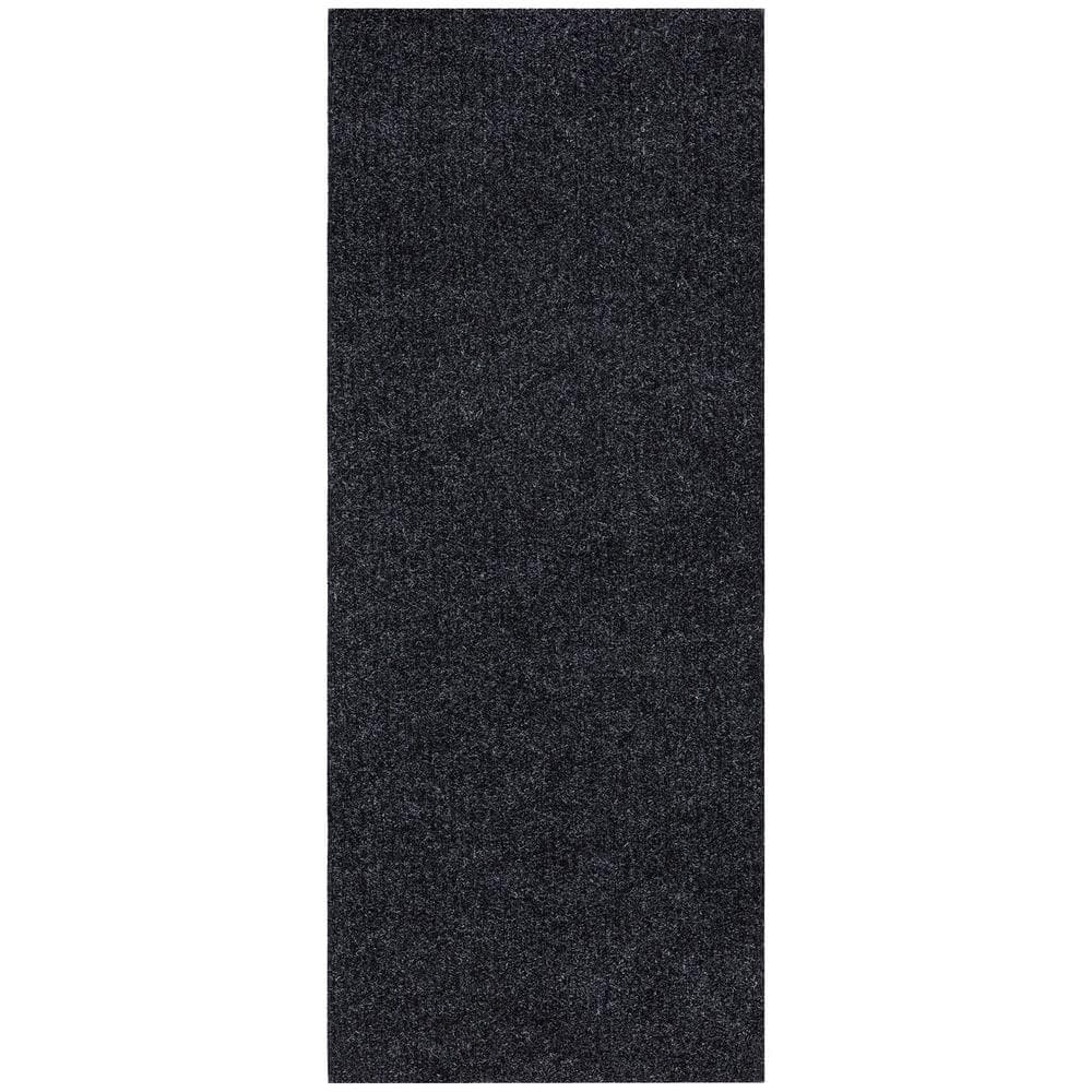 Ottomanson Lifesaver Collection Non-Slip Rubberback Solid 3x15 Indoor/Outdoor Runner Rug, 2 ft. 7 in. x 15 ft., Black