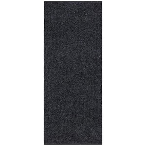 Ottomanson Utility Collection Waterproof Non-Slip Rubberback Solid 3x10 Indoor/Outdoor Runner Rug,2 ft. 7 in. X9 ft. 10 In.,Black, Black/Black