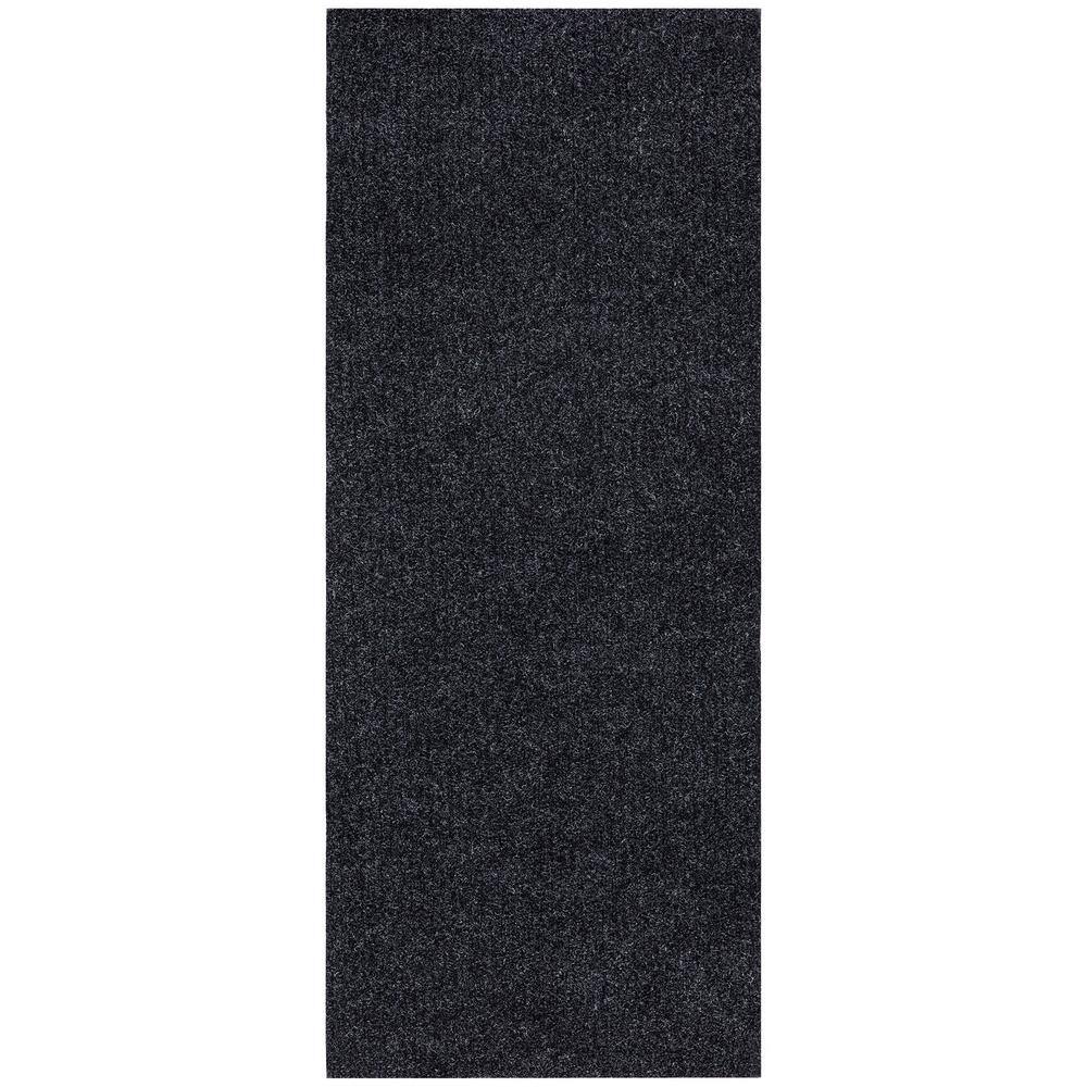 Ottomanson Hallway Runner Waterproof Non-Slip Rubberback 3x7 Indoor/Outdoor Utility Rug, 2'7 x 7', Black