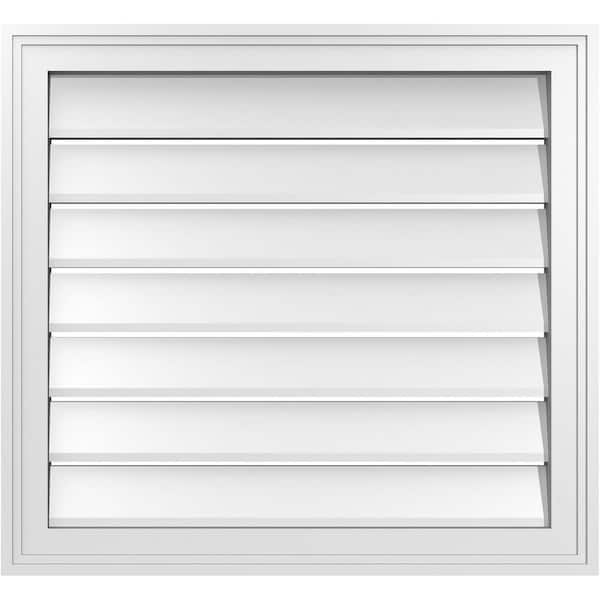 Ekena Millwork 26" x 24" Rectangular White PVC Paintable Gable Louver Vent Functional