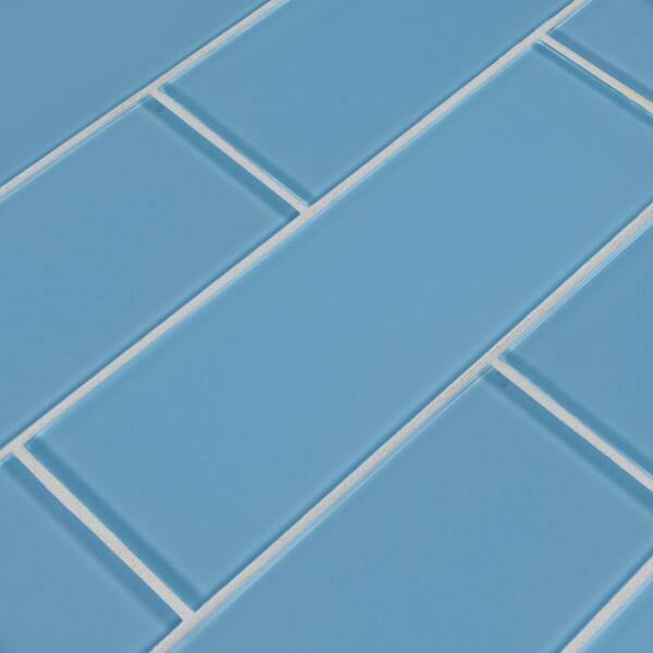 MSI Royal Azure 3 in. x 6 in. x 8mm Glossy Glass Blue Subway Tile (1 sq. ft. / Case)