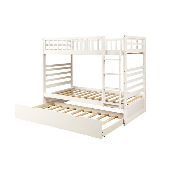 Clihome White Twin Over Bunk Beds For, Wooden Bunk Bed Safety Rails