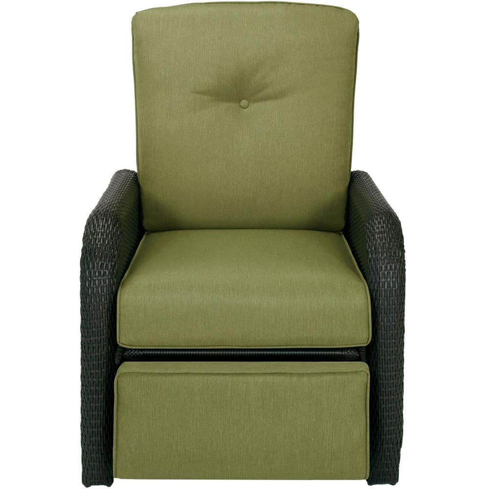Cilantro Green Wicker and Steel Outdoor Reclining Lounge Chair