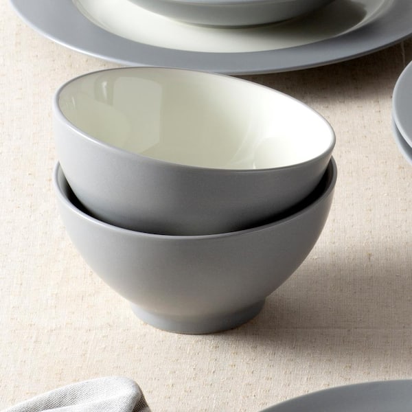 Colorwave Slate 5.75 in., 20 fl. oz. (Gray) Stoneware Rice Bowls, (Set of 4)