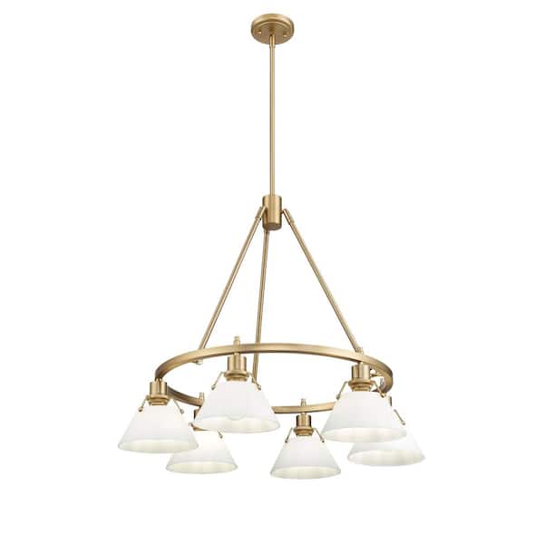Golden Lighting Orwell 6-Light Brushed Champagne Bronze and Opal Glass Chandelier