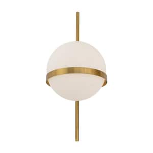 7.87 in. 1-Light Gold Modern Global Wall Sconce with White Glass Shade for Bedroom Living Room, No Bulbs Included