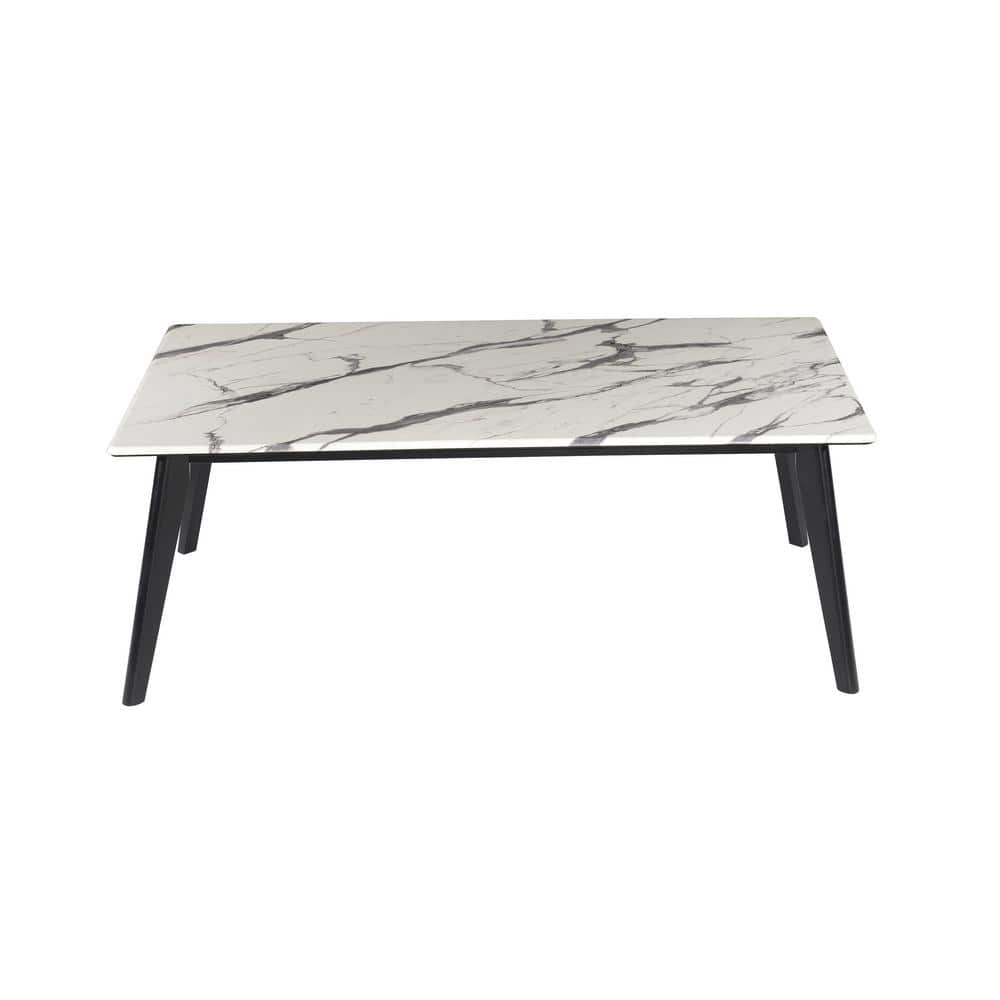 Black and White Rectangular Faux Marble Top Coffee Table