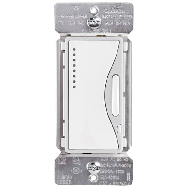 Eaton Aspire Single-Pole Multi-Location Master Dimmer Light Switch, White Satin