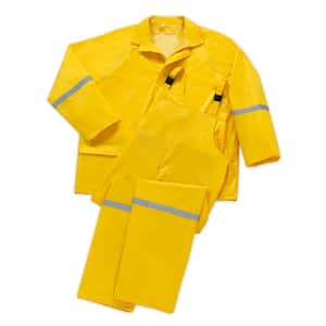 Premium Men's X-Large Yellow Waterproof 170T Polyester Rain Suit (3-Piece)
