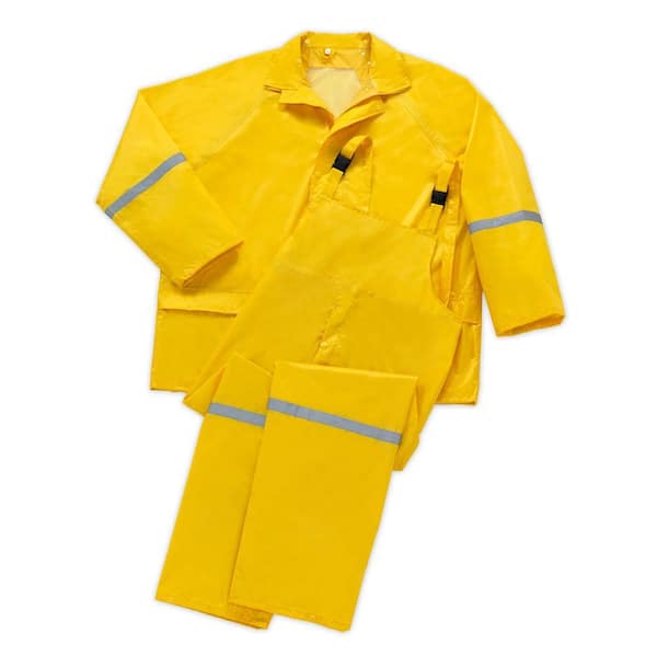 Unbranded Premium Men's 2X-Large Yellow Waterproof 170T Polyester Rain Suit (3-Piece)
