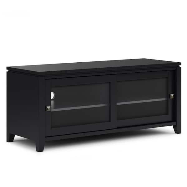 Simpli Home Cosmopolitan SOLID WOOD 48 in. Wide Contemporary TV Media Stand in Black For TVs up to 55 in.